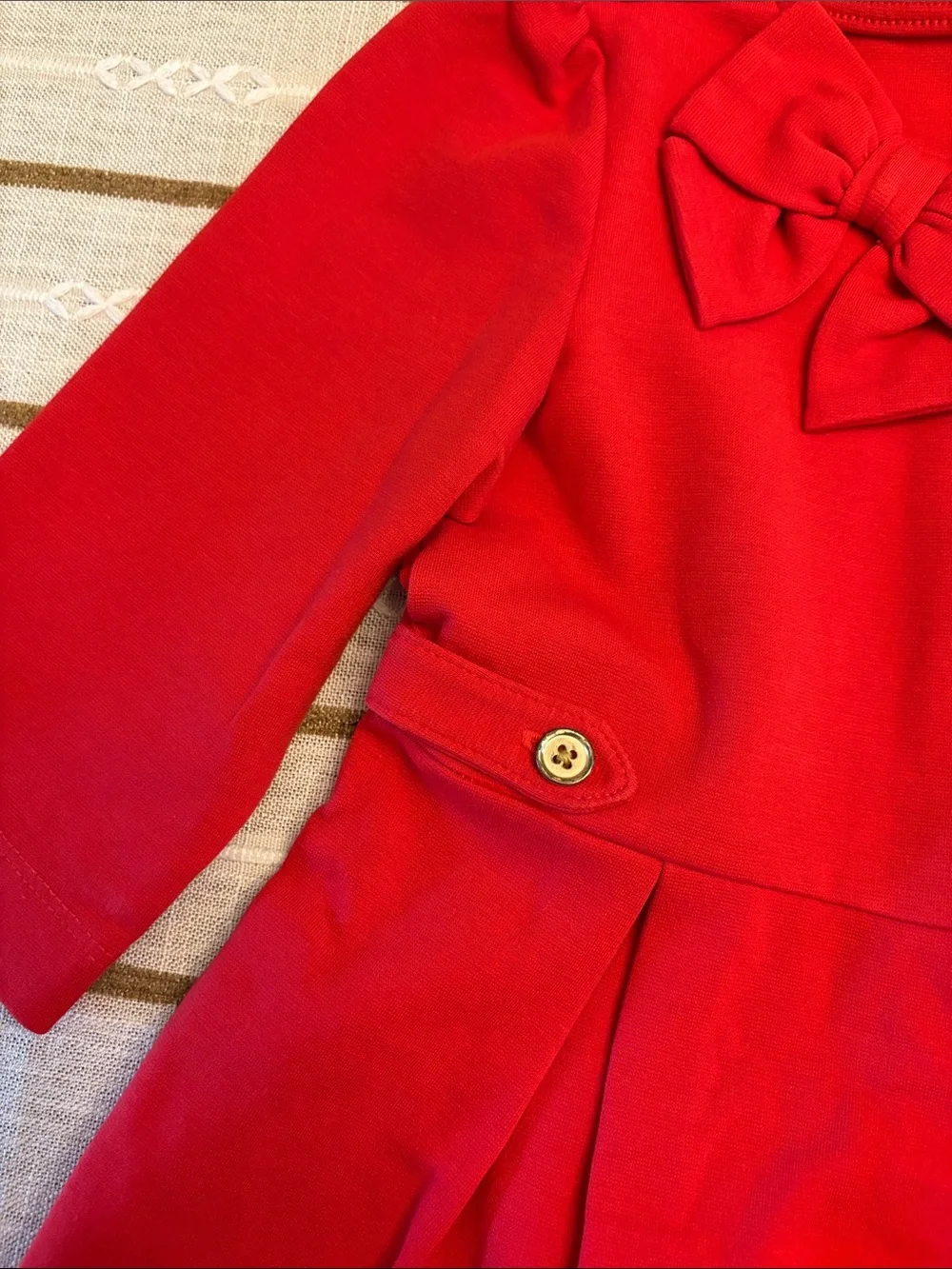 Janie and Jack Red Bow-Front Pleated Dress
